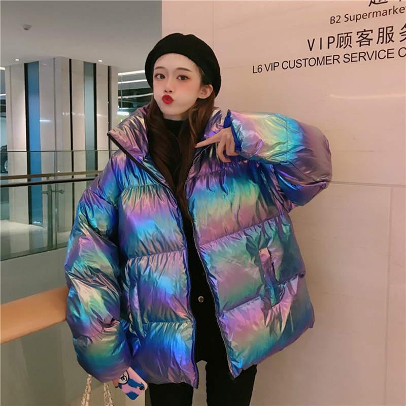 Cotton Women's Glossy Winter Jacket Warm Down Parkas Golssy Jacket For Women Varnished Jacket Women Waterproof Coat 200928