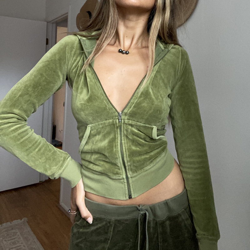 Velvet Jacket Hoodies Women Sweatshirts Harajuku Pockets Zip Up Crop Hoodies Y2k Aesthetic Grunge Moletom Slim Autumn Clothes, Green
Velvet Jacket Hoodies Women Sweatshirts Harajuku Pockets Zip Up Crop Hoodies Y2k Aesthetic Grunge Moletom Slim Autumn Clothes, Green