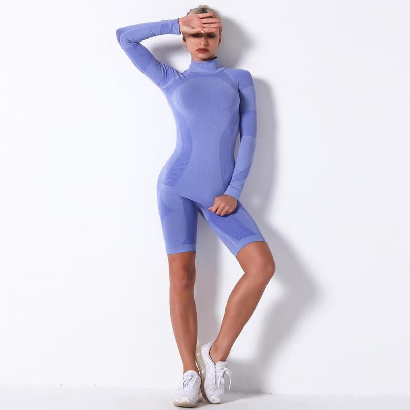 Sexy Women Seamless Long Sleeve Fitness Yoga Set Gym Workout Suit Short Pants Running Training Sportswear Women Yoga Set, Blue
Sexy Women Seamless Long Sleeve Fitness Yoga Set Gym Workout Suit Short Pants Running Training Sportswear Women Yoga Set, Blue