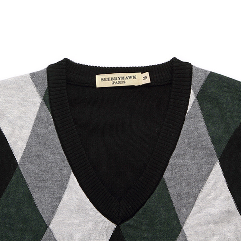 Mens Golf Vest Autumn Spring Warm Thick Sleeveless VNeck Argyle Slim Fit Fashion Sweaters Knitted Cotton Casual Wool Coat 201125
