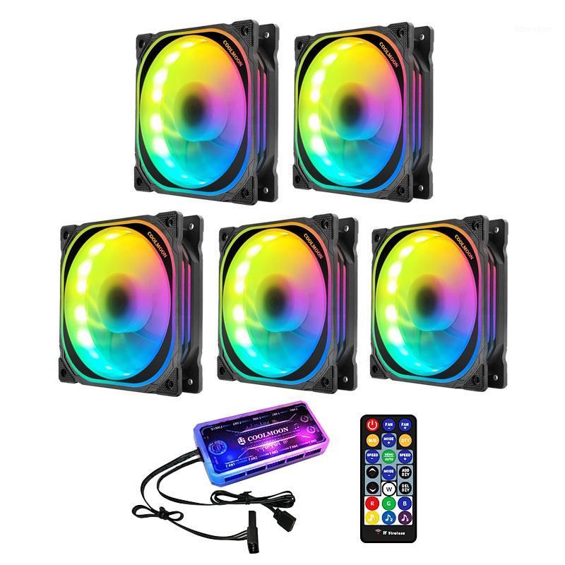 COOLMOON RGB Computer Case Fan, 12cm Mute Multi-Layer Light+Music Controller Remote Control Computer Cooling Fan CPU Fan (5 Pcs)1
COOLMOON RGB Computer Case Fan, 12cm Mute Multi-Layer Light+Music Controller Remote Control Computer Cooling Fan CPU Fan (5 Pcs)1