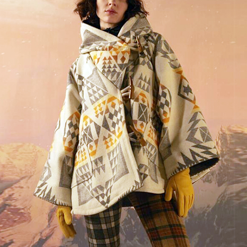 AYUALIN long sleeve cloak Cape Women Coats Hippie Boho Ethnic Hooded Autumn Winter Thick Warm Outerwear Female Jacket coat 201210