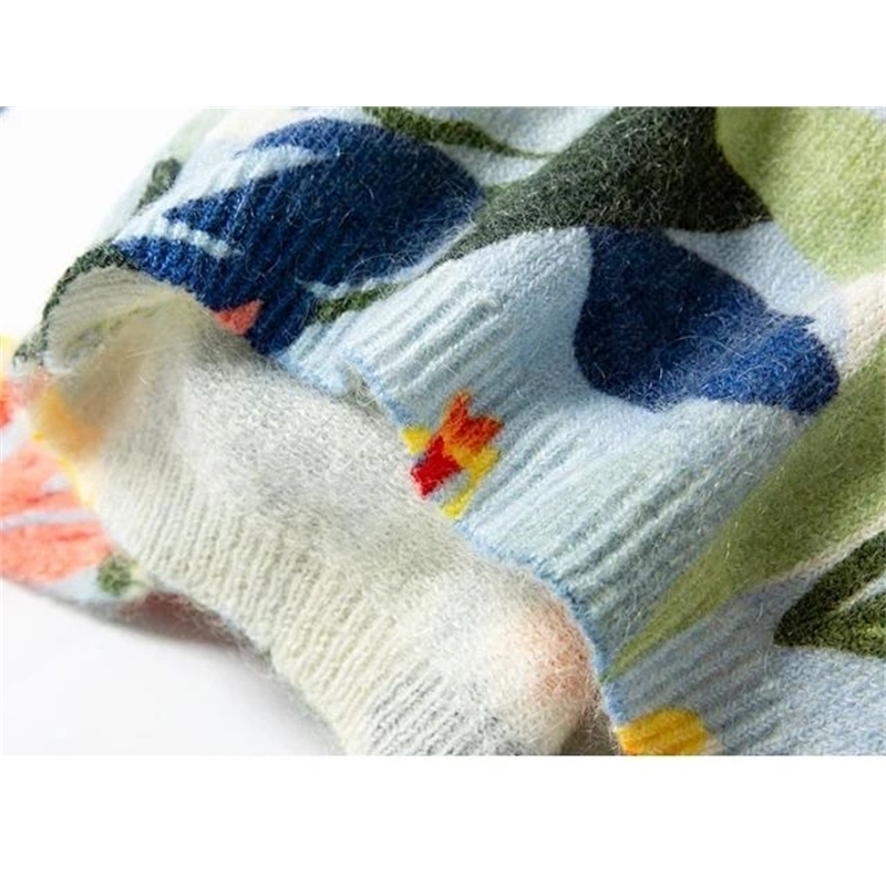 Women Sweater Autumn and Winter Oil Painting Color Printing Mohair Wool Knit Sweater Pullover Women 201201