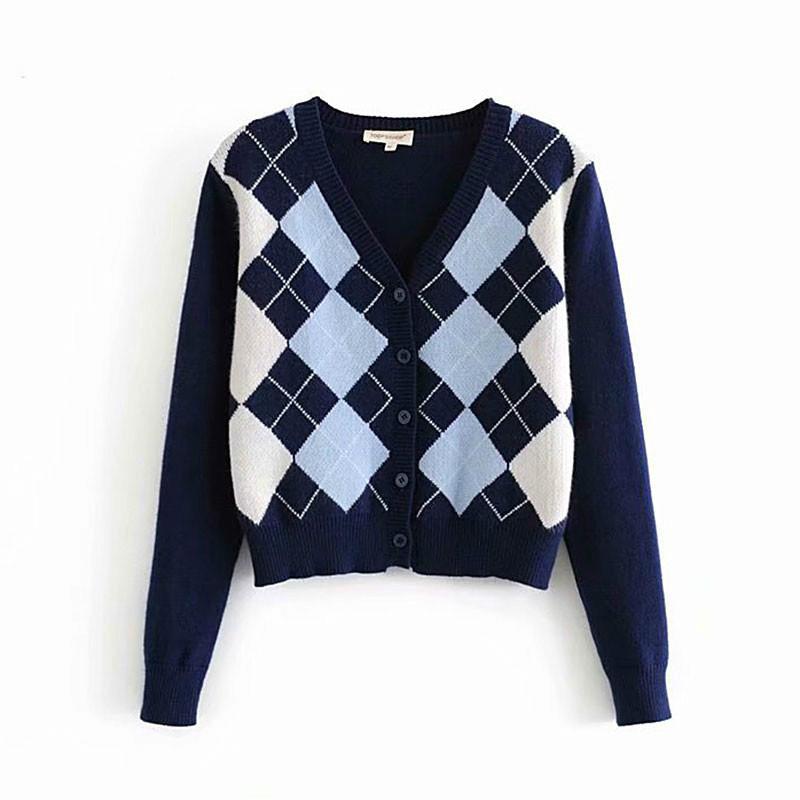 Vintage Geometric Rhombic Cardigan Sweater Women Autumn Warm Long Sleeve Outerwear 2020 Elegant V-Neck Chic Knit Tops, Nhyz839 blue
Vintage Geometric Rhombic Cardigan Sweater Women Autumn Warm Long Sleeve Outerwear 2020 Elegant V-Neck Chic Knit Tops, Nhyz839 blue