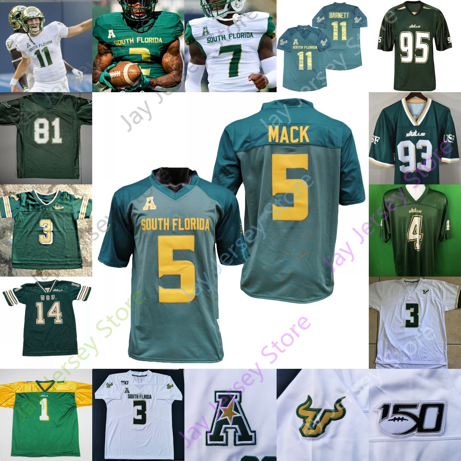 USF South Florida Football Jersey NCAA College Blake Barnett McCloud Jason Pierre-Paul Mitchell Wilcox Ford Cronkrite Black Livingstone, Green
USF South Florida Football Jersey NCAA College Blake Barnett McCloud Jason Pierre-Paul Mitchell Wilcox Ford Cronkrite Black Livingstone, Green