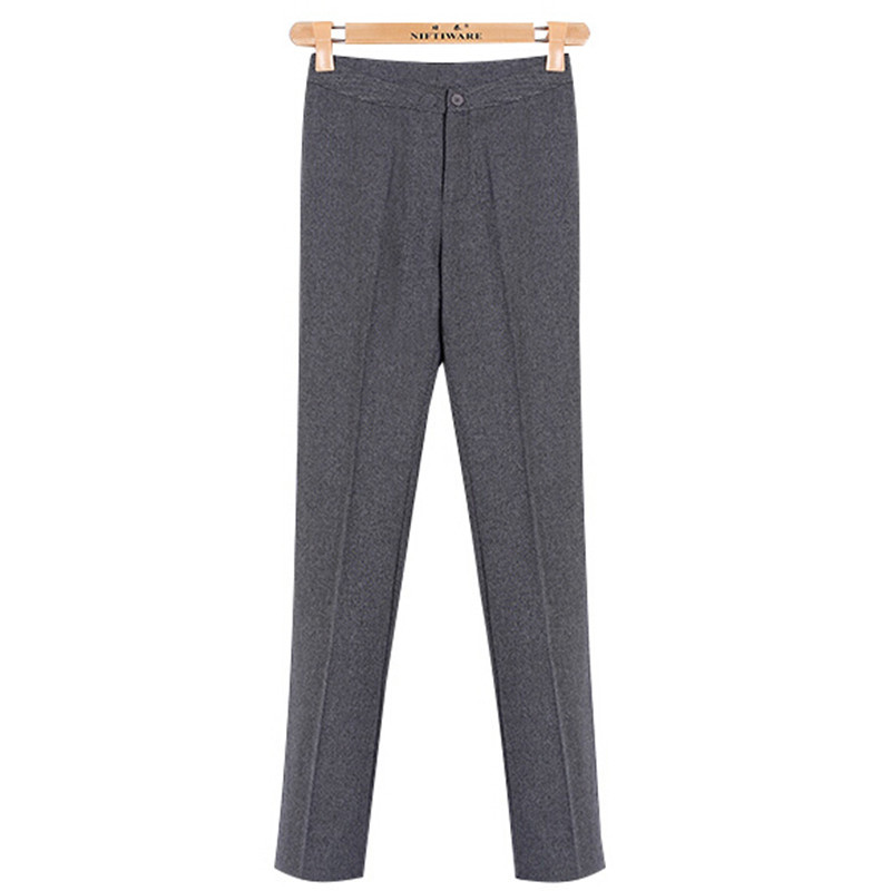 Naviu Fashion Women Trousers Plus Size Occupation OL Spring Autumn New Korean Office Ladies Slim Mid Waist Dark Gray Pants 201228