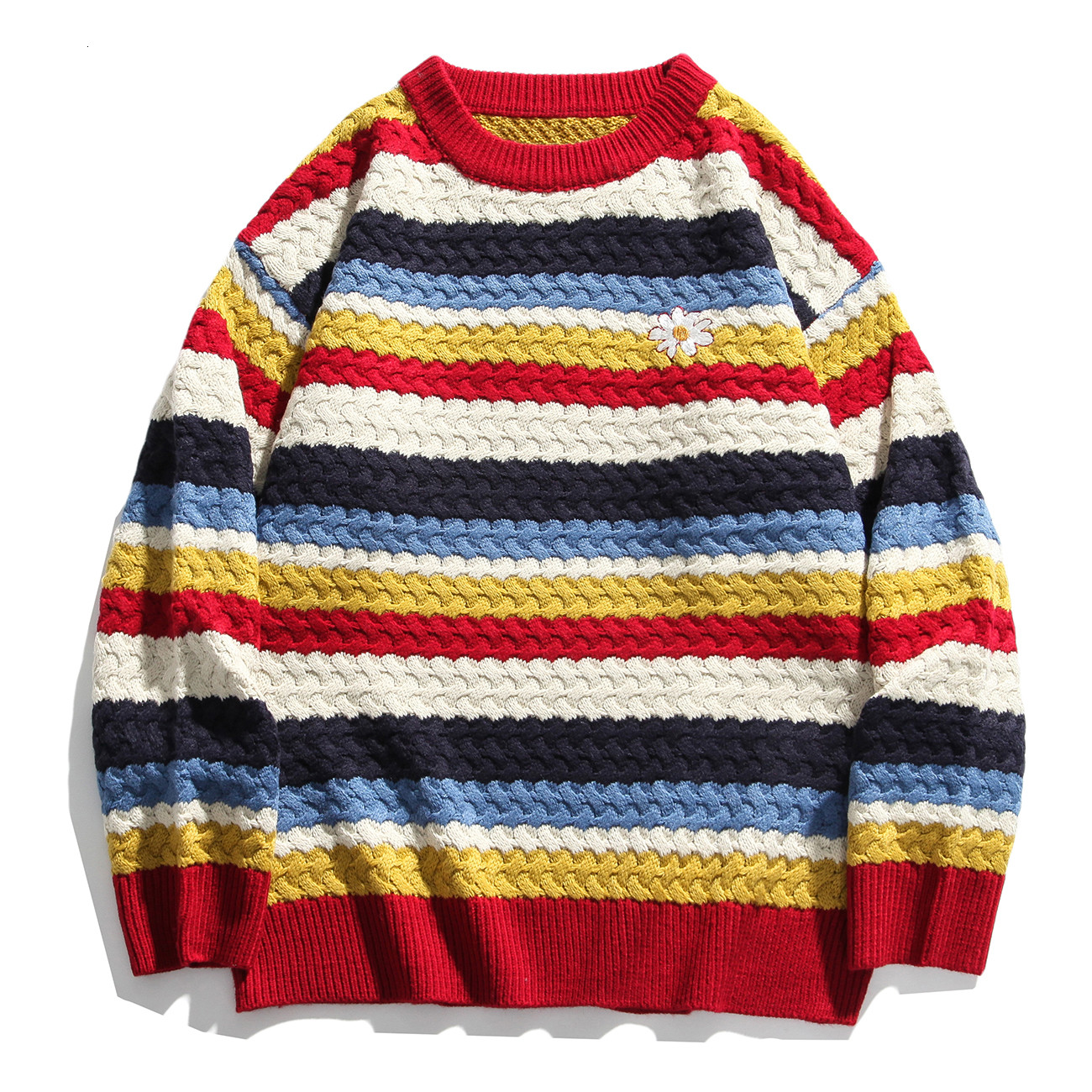 2021 New Striped Patchwork Mens Knitted Harajuku Color Block Sweater Oversize Cotton Loose Pullovers Jumpers Streetwear Hip Hop C9jm, Black 
2021 New Striped Patchwork Mens Knitted Harajuku Color Block Sweater Oversize Cotton Loose Pullovers Jumpers Streetwear Hip Hop C9jm, Black