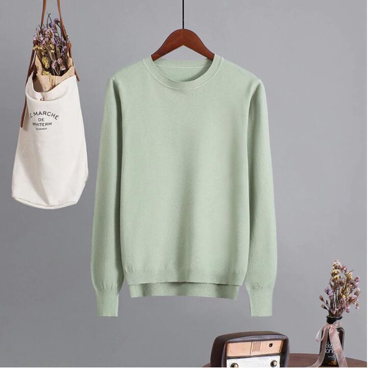 couleur bonbon femmes basique pull col rond solide pull-over doux confortable tricoté pulls pull haut bas ourlet swetry damskie 201130