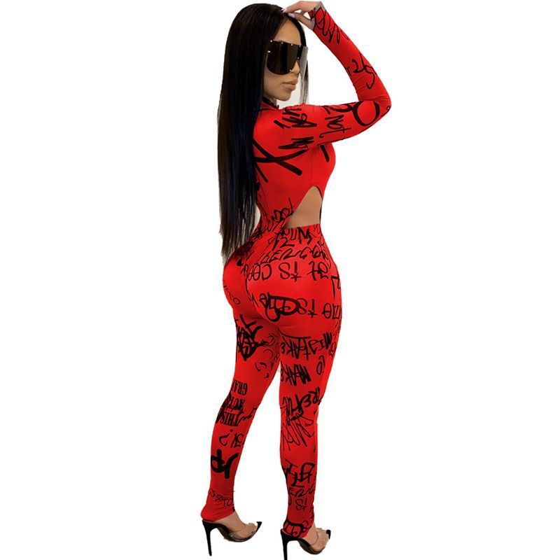 Hirigin Women Festival Clothes Sexy Bodysuit Fall Winter Jumpsuit Top and Pants Suit 2 Piece Matching 2Pcs Set Club Outfits 201007