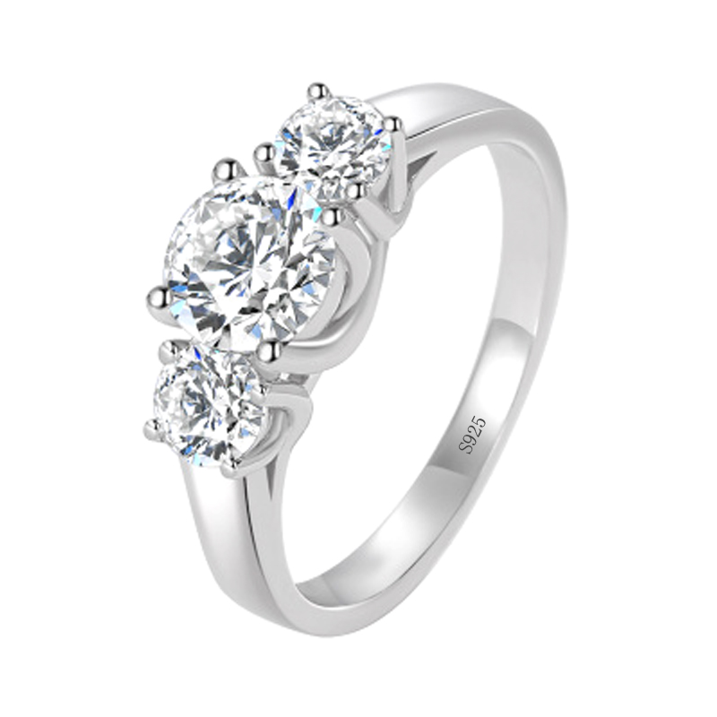 100% Original Solid Sier Ring Staggered Connection 6mm 1ct CZ Zirconia Wedding Engagement Rings For Women Fine Jewelry Gift XR445 Free shipping