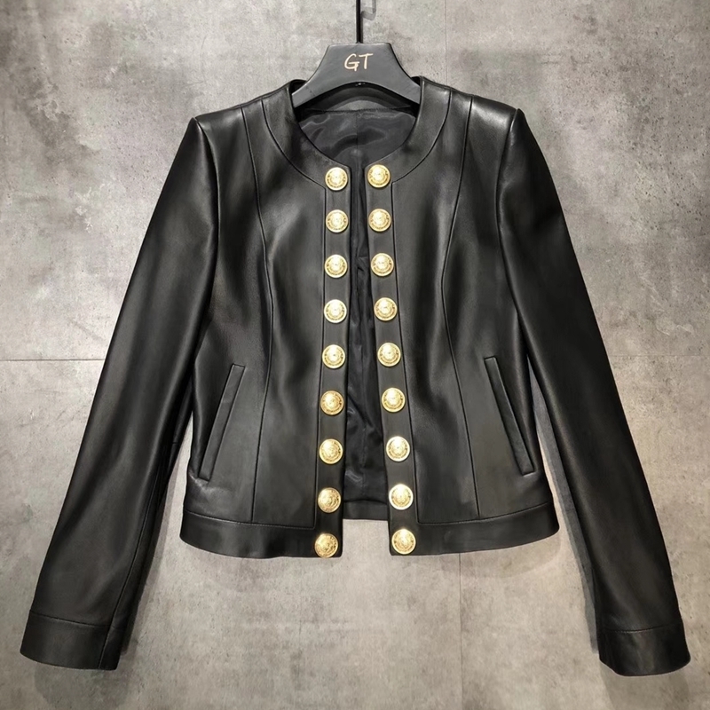 Well Woman Coats Genuine Leather Fashion Sheepskin Leather Coat Female Jackets Single Breasted Genuine Leather 201030