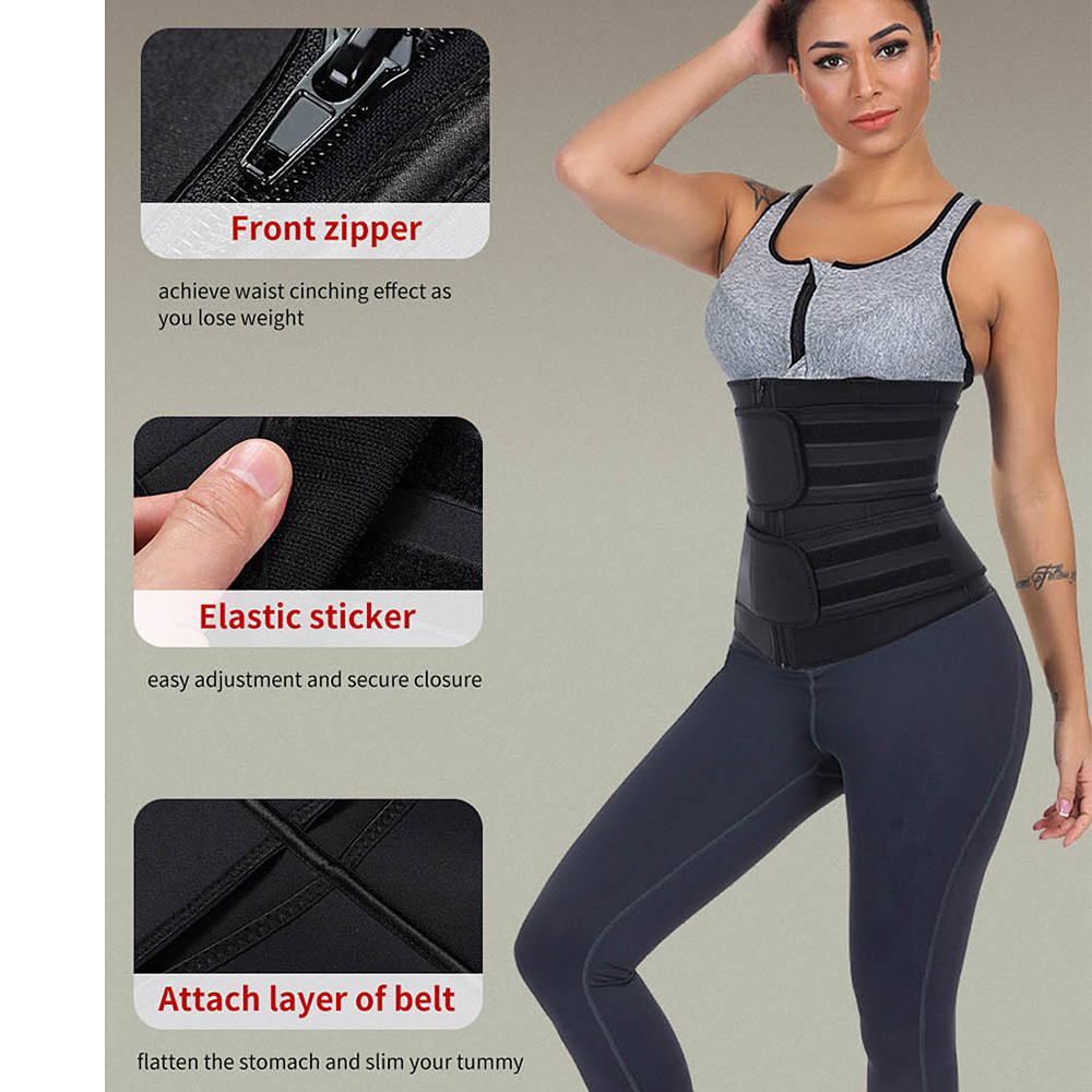 HEXIN Double Belt 100 Latex Waist Trainer Body Shapers Fitness Waist Trainer Zipper Shapewear Slimming Belt Fajas Colombianas LJ201209