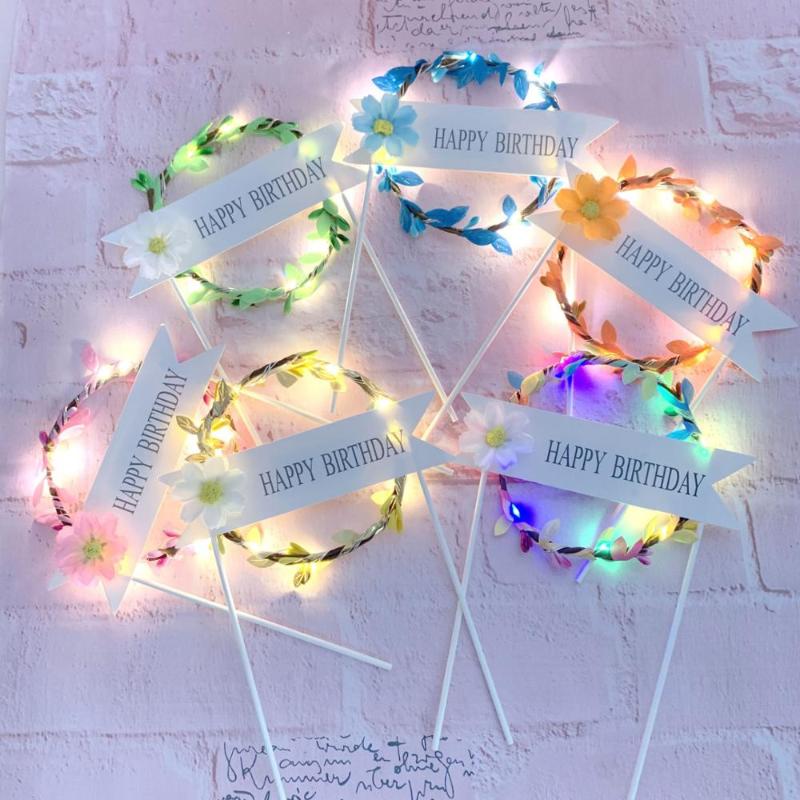 1Pcs Flower Wreath Cake Topper LED Glowing Happy Birthday Party Baby Shower Decoration DIY Baking Cake Top Flags Insert Supplies
1Pcs Flower Wreath Cake Topper LED Glowing Happy Birthday Party Baby Shower Decoration DIY Baking Cake Top Flags Insert Supplies