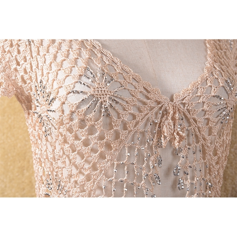 Plus Size fashion Women's Short Sleeve Crochet Shrug Lace Hollow Out Many colors Tassel Sweater Cape Cardigan Shurg w309 201023