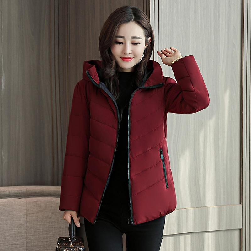 oversized cotton jacket for women winter thick parkas women's hooded stand collar thick casual solid female cold coat 201217