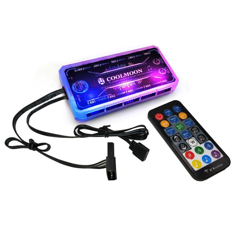 COOLMOON DC12V 5A RGB Remote Controller Music Rhythm A-RGB Chassis Quiet Fan AURA SYNC Controller 
COOLMOON DC12V 5A RGB Remote Controller Music Rhythm A-RGB Chassis Quiet Fan AURA SYNC Controller