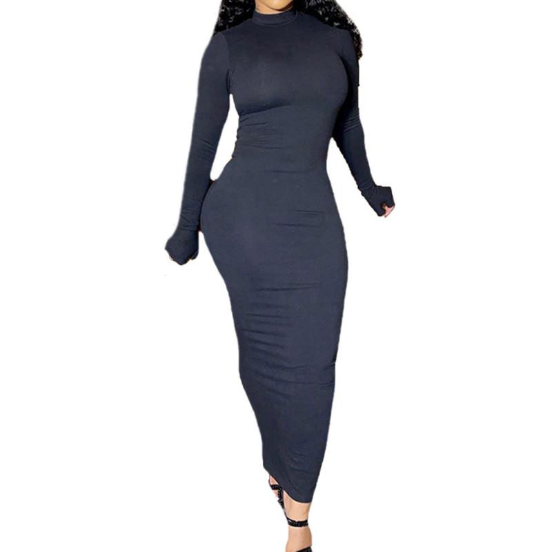 Spring Autumn Women Solid Color Maxi Dress, High Neck Long Sleeve Open Back Bodycon Long Dress
Spring Autumn Women Solid Color Maxi Dress, High Neck Long Sleeve Open Back Bodycon Long Dress