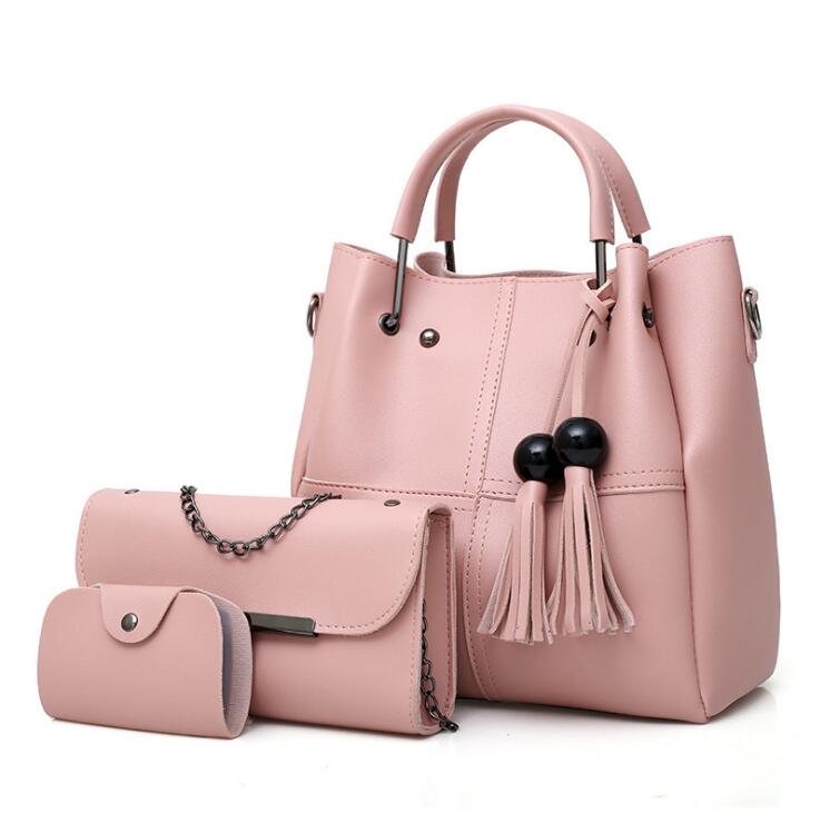 HBP style big bag European and American trend PU leather ladies handbag three-piece simple single shoulder diagonal, Pink
HBP style big bag European and American trend PU leather ladies handbag three-piece simple single shoulder diagonal, Pink