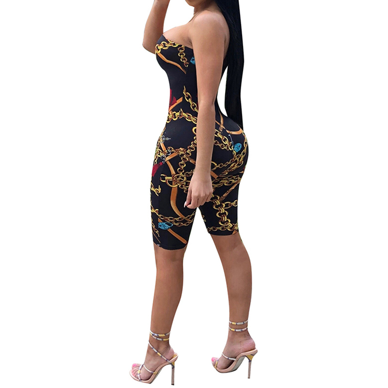 Sexy Jumpsuit Party Bodysuit Overalls Womens Jumpsuit Club Strapless Full New Fashion Printed Bodycon Rompers T200116