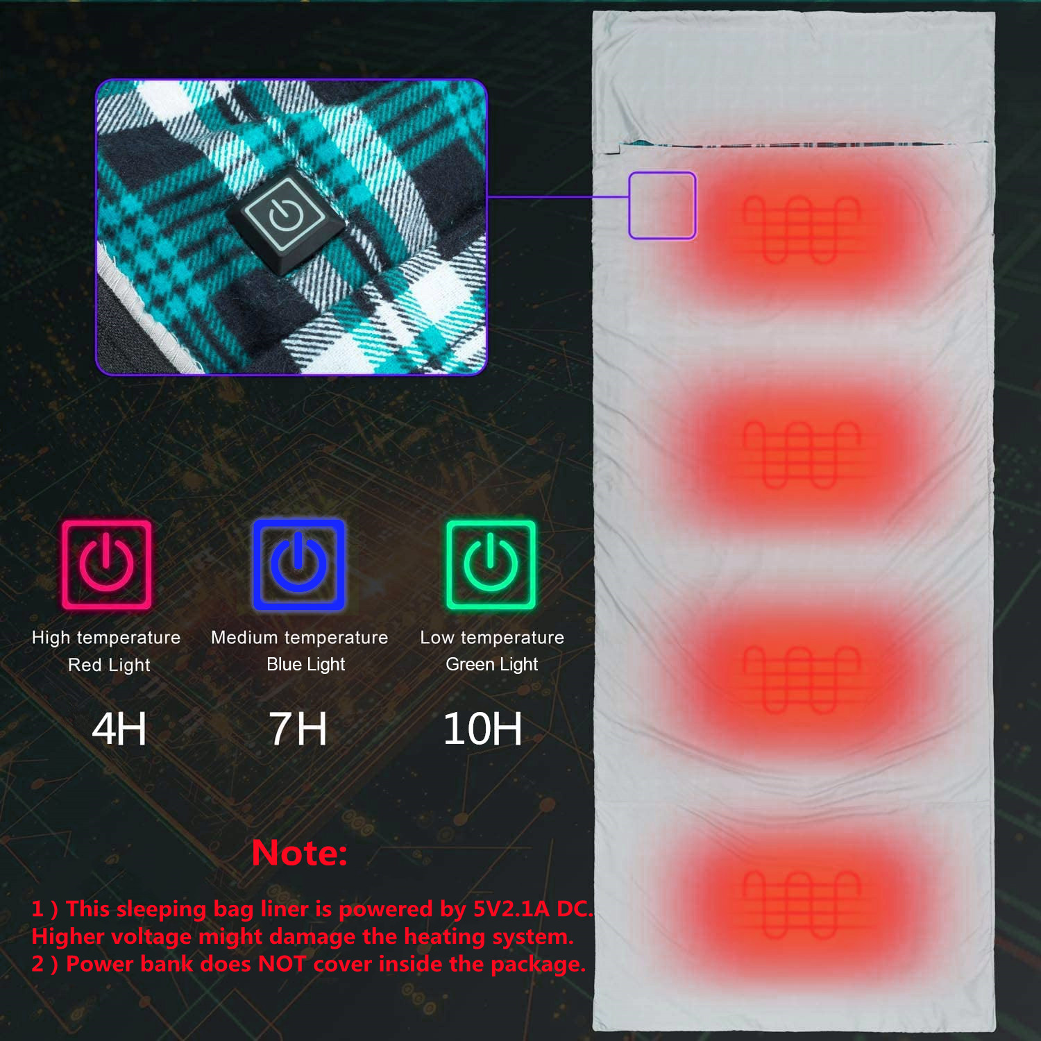 Flannel Heating Sleeping Bags Liner Ultralight Outdoor Camping Travelling Winter Heated Sleeping Bag Liner with compression bag