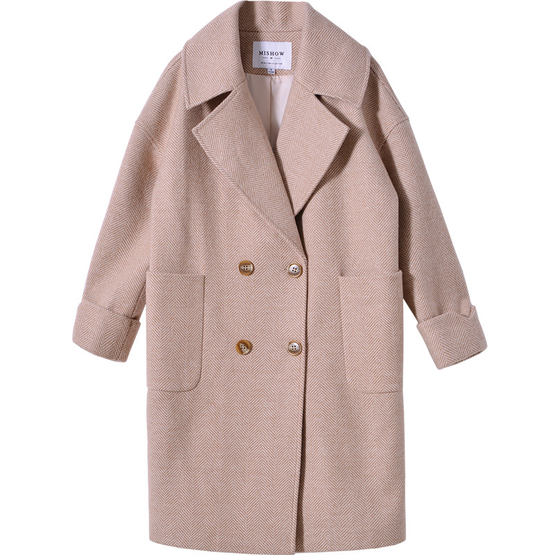 Mishow autumn and winter woolen coat female Mid-Long New Korean temperament women's popular Outerwear woolen coat MX18D9662 201216