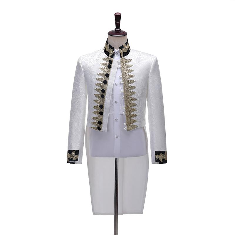 European Men Blazer Retro Court Jacquard White Gold Prince Suit Jacket Performance Dress Christmas Drama Stage Costume Banquet
European Men Blazer Retro Court Jacquard White Gold Prince Suit Jacket Performance Dress Christmas Drama Stage Costume Banquet