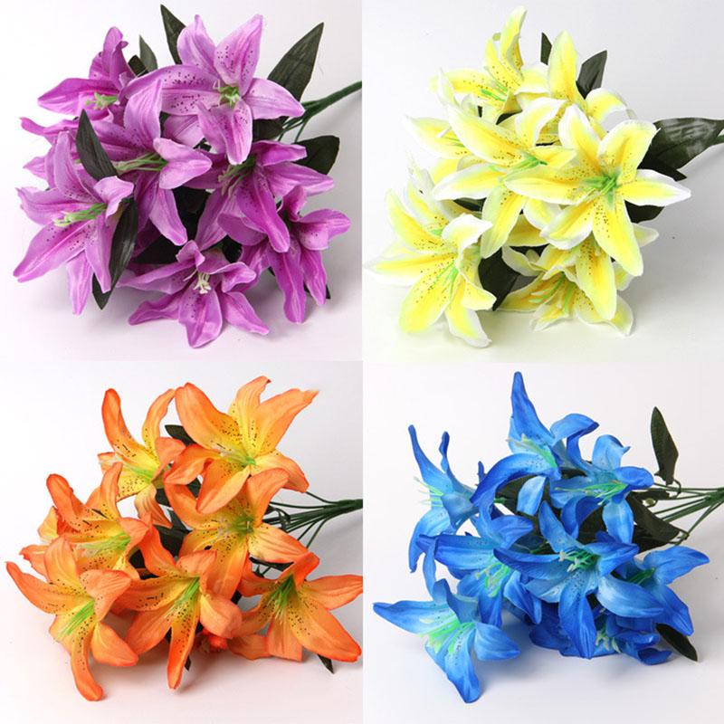1 Bunch Multicolor Artificial Lily Flower Bouquet Fake Flowers Decorative Bridal Fake Flower For Wedding Home Party Decoration, Pink 
1 Bunch Multicolor Artificial Lily Flower Bouquet Fake Flowers Decorative Bridal Fake Flower For Wedding Home Party Decoration, Pink