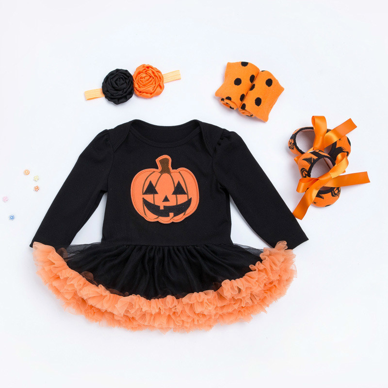 2020 Newborn Baby Boy Girl Halloween Rompers Long Sleeve Cotton Jumpsuits Pumpkin Novelty Outfit 0-24M Baby Halloween Costume Y1221