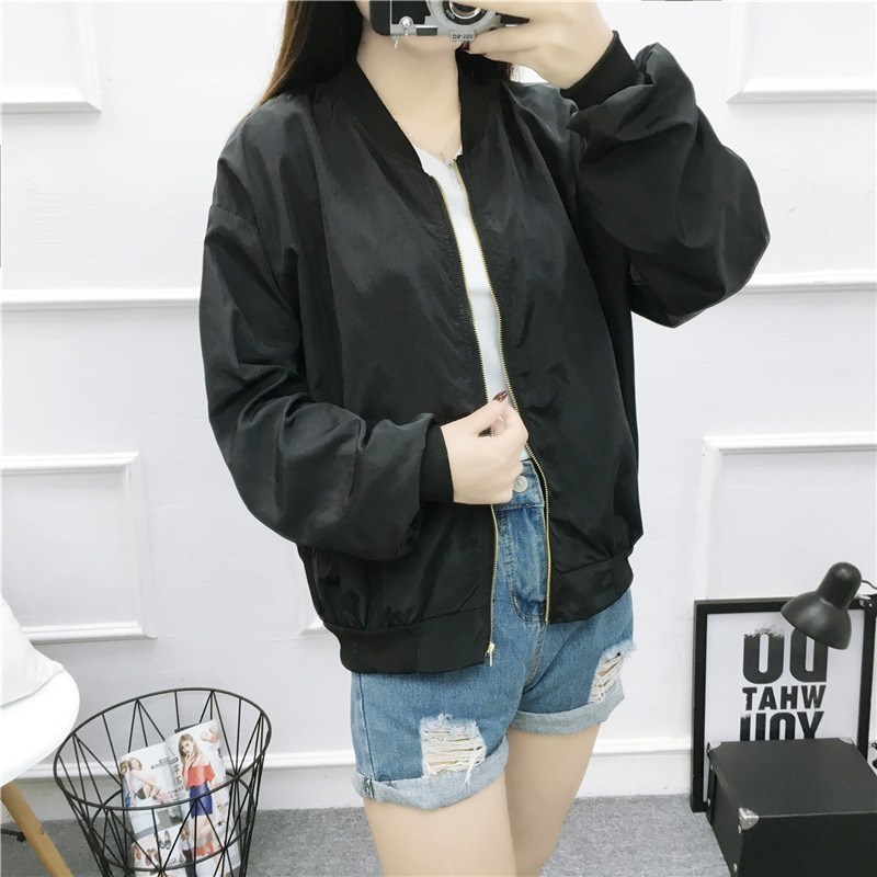 Autumn Women Pink Stand Collar Zipper Letter Casual Jackets Full Back Patch Ribbon Oversized Bomber Jacket T200111