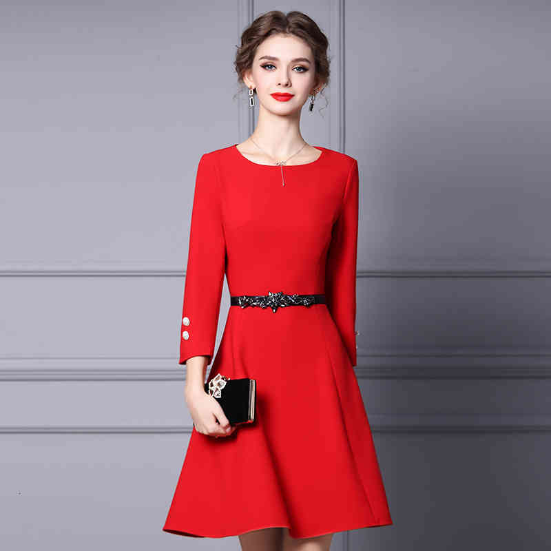 Casual Dresses Zhili red dress winter gentle and chic with long sleeve waist closing A-line skirt CEEP
Casual Dresses Zhili red dress winter gentle and chic with long sleeve waist closing A-line skirt CEEP