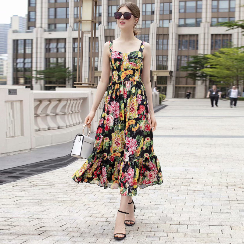 Xf Beach Sexy Rose Founder Print Dress of Flowers Milan Style Cake Big Summer New Party High Belt No Handkerchiefs Dv8o, Multiple
Xf Beach Sexy Rose Founder Print Dress of Flowers Milan Style Cake Big Summer New Party High Belt No Handkerchiefs Dv8o, Multiple