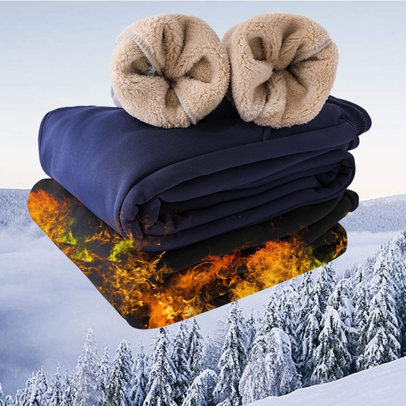 S-7XL Thicken Sweatpants Winter Men's Plus Velvet Padded Trousers Slim Large Size Warm Pants Solid Fleece Sports Joggers Pants 201128