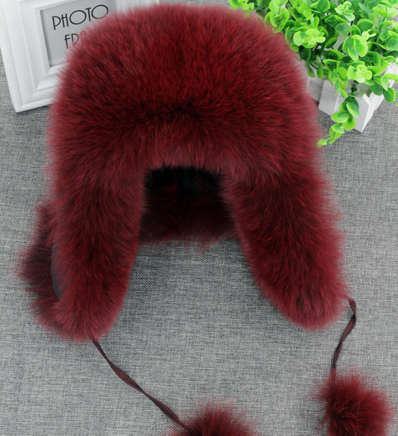 2019 100% Real Fur Hat Womens Russian Ushanka trapper snow skiing Hat caps earflap winter raccoon fur Bomber hat T200104