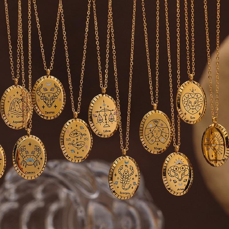 Pendant Necklaces Delicate Zodiac 12 Constellations Necklace For Women Enamel Stainless Steel Chain Ovel Birthday Jewelry Gifts
Pendant Necklaces Delicate Zodiac 12 Constellations Necklace For Women Enamel Stainless Steel Chain Ovel Birthday Jewelry Gifts