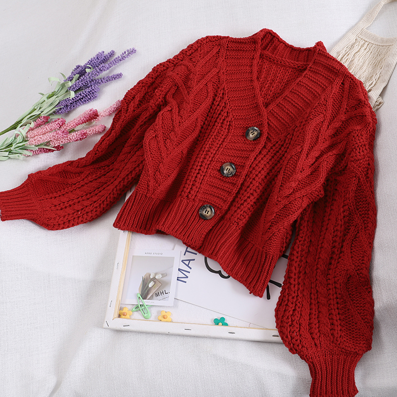 Autumn Winter Women's Knit Cardigan Short Crop Tops Chic Students Loose Solid Color Single-Breasted Sweater Female GD149 201109