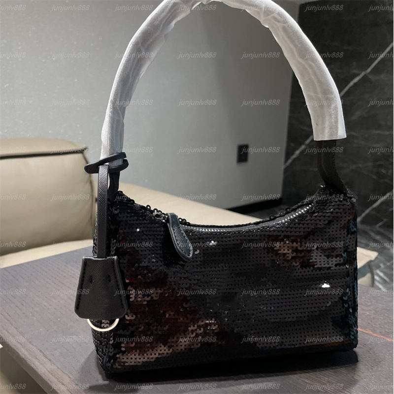 5A quality classic tramp underarm Shoulder Bag Fashion parachute fabric Sequin banquet bag luxury designer moon shaped middle bag women's Cross