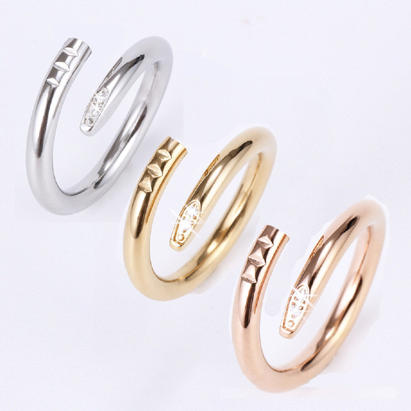 Women Love Rings Titanium Steel CZ Diamond Designer Single Nail Ring European American Fashion Classic Casual Couple Rose Gold Silver Luxury Jewelry
Women Love Rings Titanium Steel CZ Diamond Designer Single Nail Ring European American Fashion Classic Casual Couple Rose Gold Silver Luxury Jewelry