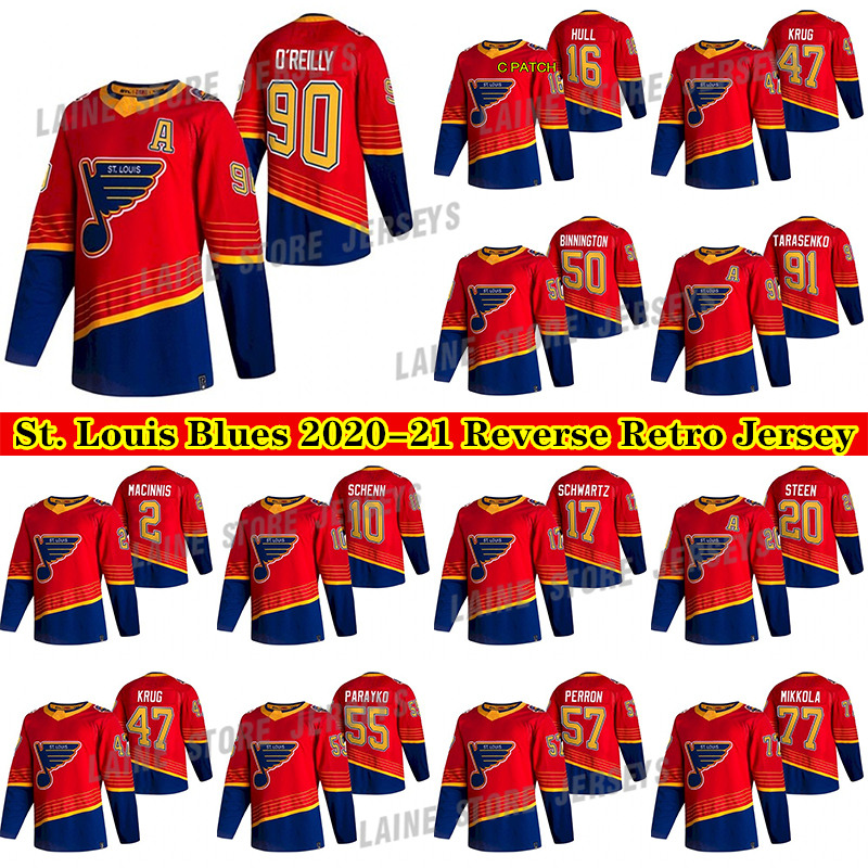 St. Louis Blues 2020-21 Reverse Retro Jersey 90 Ryan O'Reilly 91 Vladimir Tarasenko 47 Torey Krug 50 Binnington 55 Parayko Hockey Jerseys, Red
St. Louis Blues 2020-21 Reverse Retro Jersey 90 Ryan O'Reilly 91 Vladimir Tarasenko 47 Torey Krug 50 Binnington 55 Parayko Hockey Jerseys, Red
