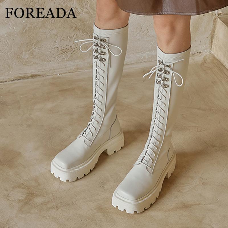 FOREADA Real Leather Knee High Boots Woman Platform High Heel Motorcycle Boots Lace Up Block Heel Shoes Square Toe Female1, Beige velvet lining
FOREADA Real Leather Knee High Boots Woman Platform High Heel Motorcycle Boots Lace Up Block Heel Shoes Square Toe Female1, Beige velvet lining