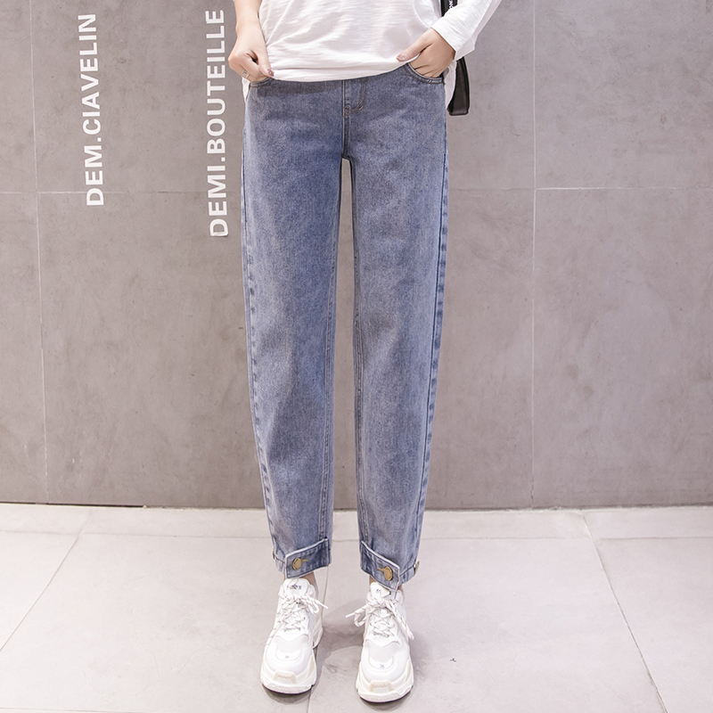 5088# Denim Loose Maternity Jeans High Waist Adjustable Belly Pants Clothes for Pregnant Women Spring Fashion Pregnancy Trousers LJ201114