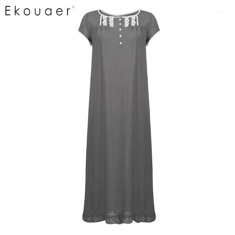 Ekouaer Summer Women Sleepwear Short Sleeve Lace Sleep Dress Trim Front Button Ruffles Hem Loose Nightgown Female Nightwear1, Black
Ekouaer Summer Women Sleepwear Short Sleeve Lace Sleep Dress Trim Front Button Ruffles Hem Loose Nightgown Female Nightwear1, Black