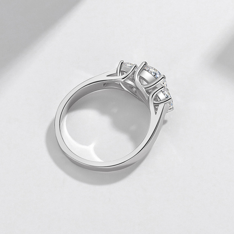 100% Original 925 Solid Silver Ring Staggered Connection 6mm 1ct CZ Zirconia Wedding Engagement Rings For Women Fine Jewelry Gift XR445