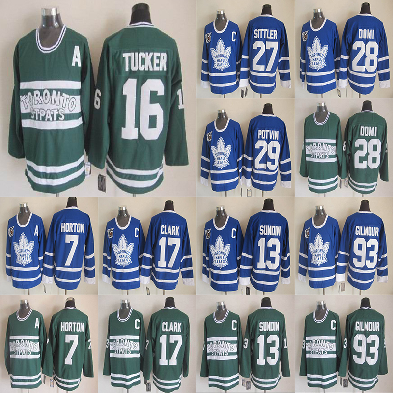 Toronto maple leafs Vintage version jersey 17 CLARK 93 GILM0UR 7 HORTON 27 SITTLER 16 TUCKER 28 DOMI CCM Hockey jerseys, Black;red
Toronto maple leafs Vintage version jersey 17 CLARK 93 GILM0UR 7 HORTON 27 SITTLER 16 TUCKER 28 DOMI CCM Hockey jerseys, Black;red