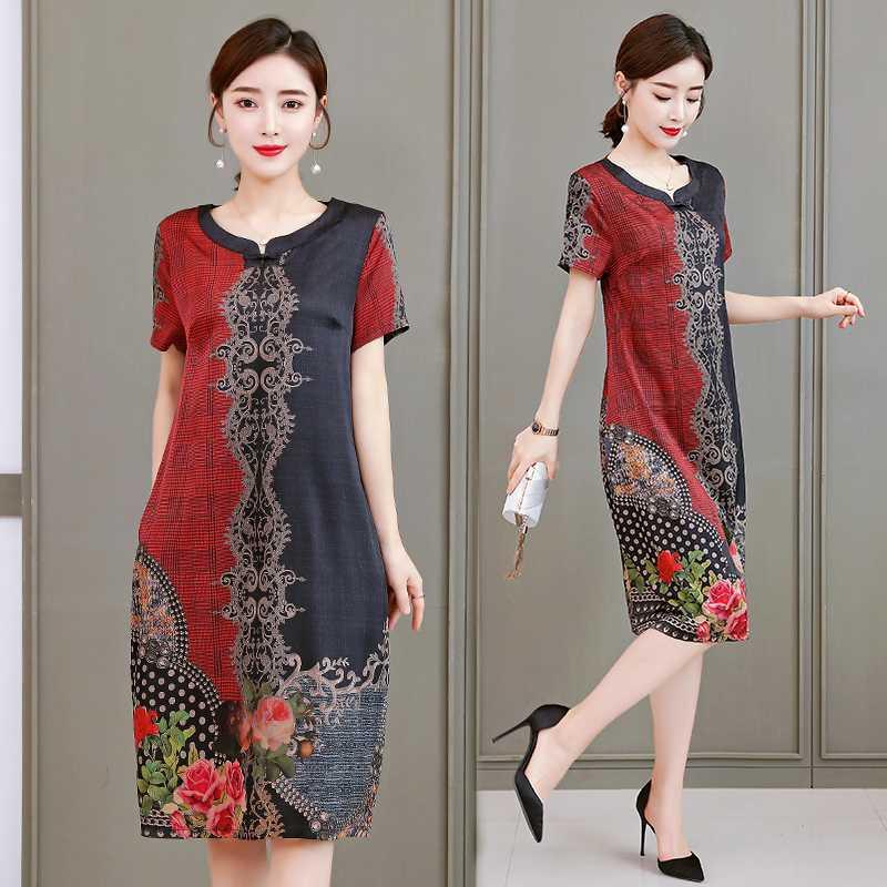 European And American Fashion Printed Female Dress Elegant Imitate Silk Dresses 2020 Summer Women O-Neck Loose Vintage Dresses, Multi
European And American Fashion Printed Female Dress Elegant Imitate Silk Dresses 2020 Summer Women O-Neck Loose Vintage Dresses, Multi