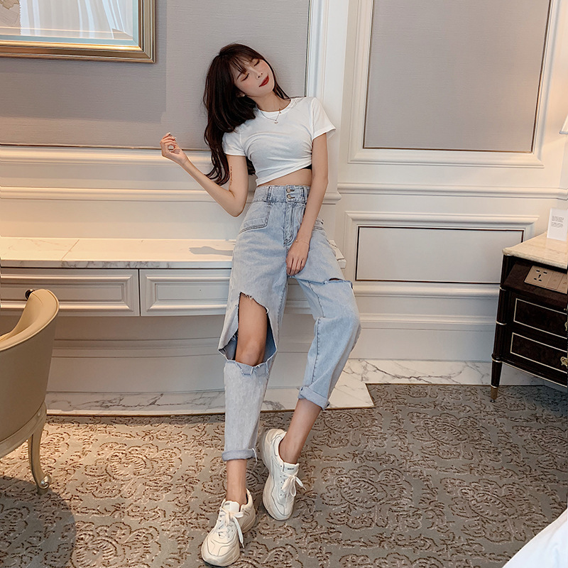 2021 New Spring and summer simple casual high-profile shot pants all-match washed female jeans Q3UX, Blue
2021 New Spring and summer simple casual high-profile shot pants all-match washed female jeans Q3UX, Blue