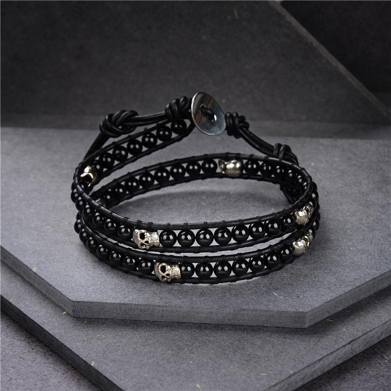 Genuine Leather Bracelet Bangle Skull Cuff Rope for Women Natural Tiger Eyes Agat Braided 2 Layers Stone Bracelets Jewelry B452
Genuine Leather Bracelet Bangle Skull Cuff Rope for Women Natural Tiger Eyes Agat Braided 2 Layers Stone Bracelets Jewelry B452