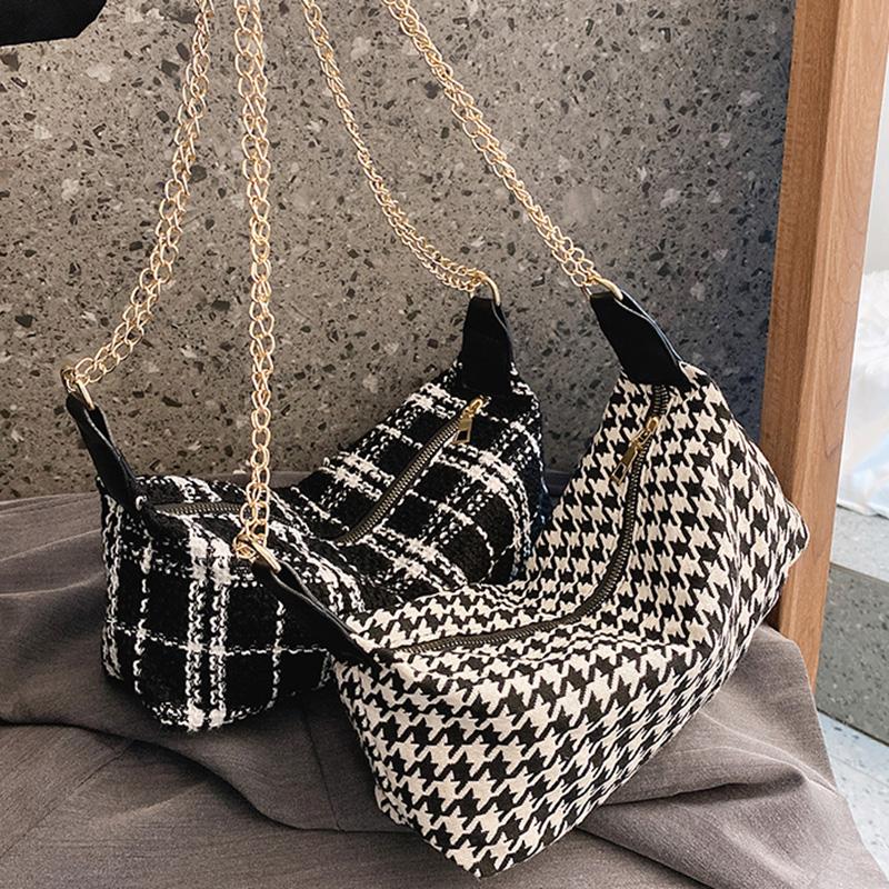 Fashion Houndstooth Women Bag Plaid Shoulder Bag Shopping Bags Canvas Crossbody Lady Female Metal Zipper Messenger Handbag, Black
Fashion Houndstooth Women Bag Plaid Shoulder Bag Shopping Bags Canvas Crossbody Lady Female Metal Zipper Messenger Handbag, Black