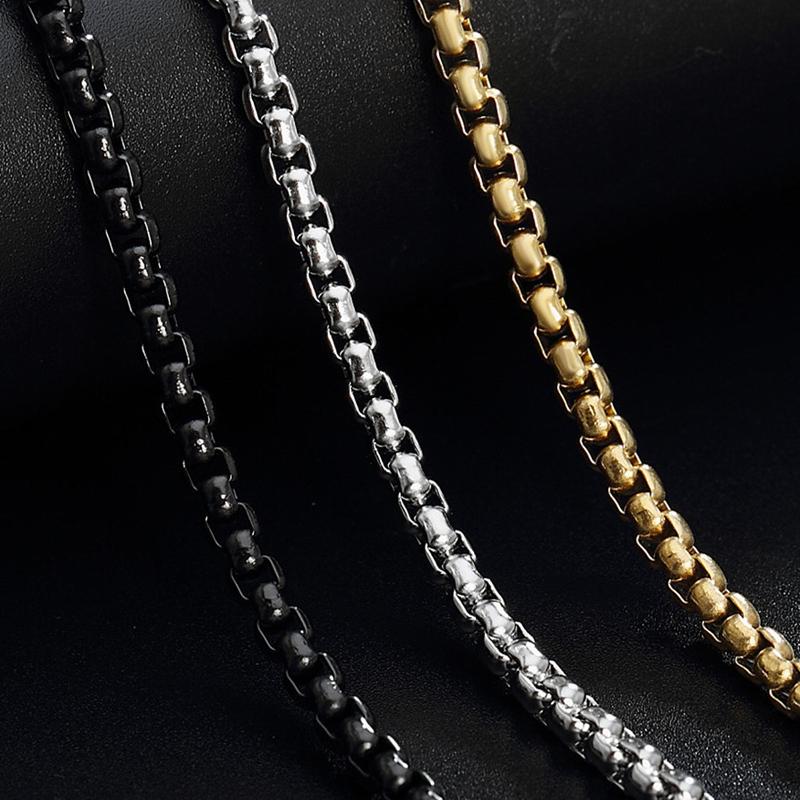 Fashion High Quality Stainless Steel Necklaces Square Pearl Chain Necklace Men and Women's Pendant Chain 50CM-70CM