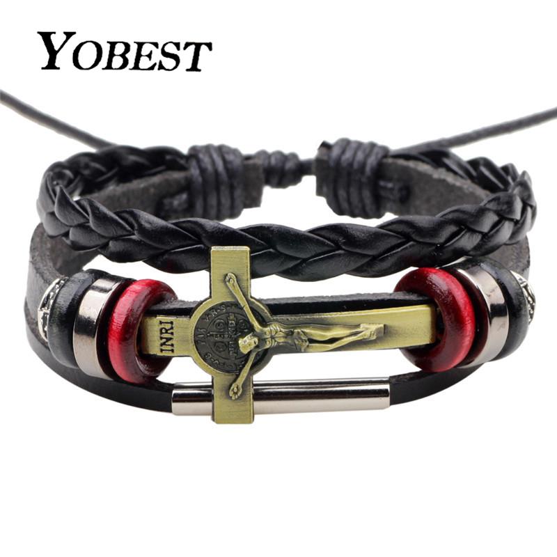 Link, Chain YO Leather Jesus Cross Bracelets & Bangles For Women Men Jewelry Size Adjustable
Link, Chain YO Leather Jesus Cross Bracelets & Bangles For Women Men Jewelry Size Adjustable