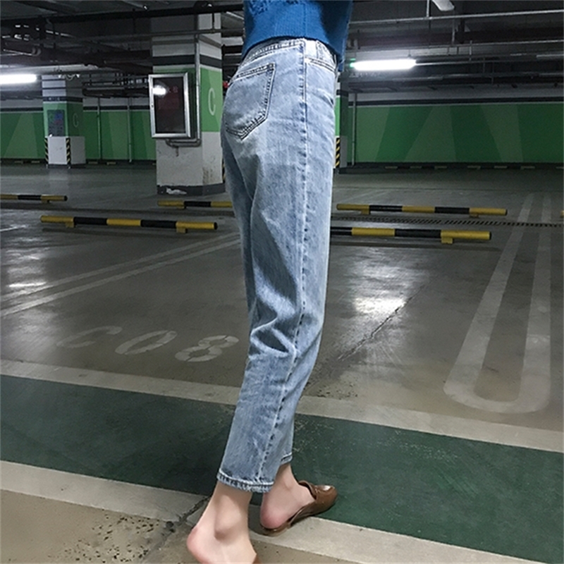 Colorfaith Women Jeans Zipper Casual Straight High Waist Trousers Pants Ladies Grils Ankle-Length Vintage White Denim J5629 201029